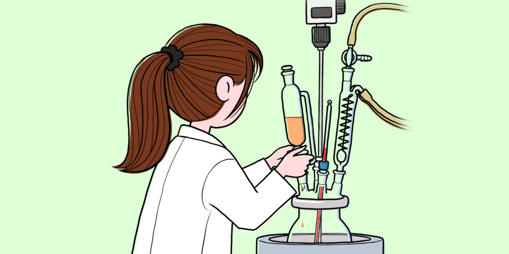 科学・技術（サイエンス＆テクノロジー）イラスト：化学、反応、合成、実験